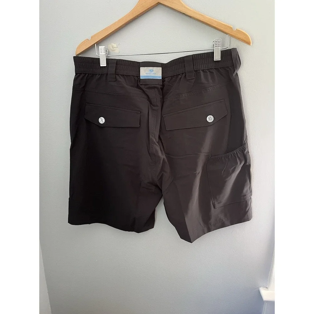 Mossy Oak Men's Fishing Stretch Cargo Shorts Size‎ L Black Pockets Elastic Waist